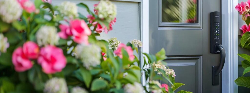 Technician installing a smart lock on a residential door in Newark, DE