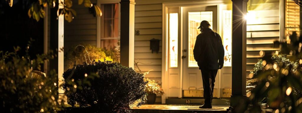 Emergency locksmith arriving at a home at night in Newark, DE