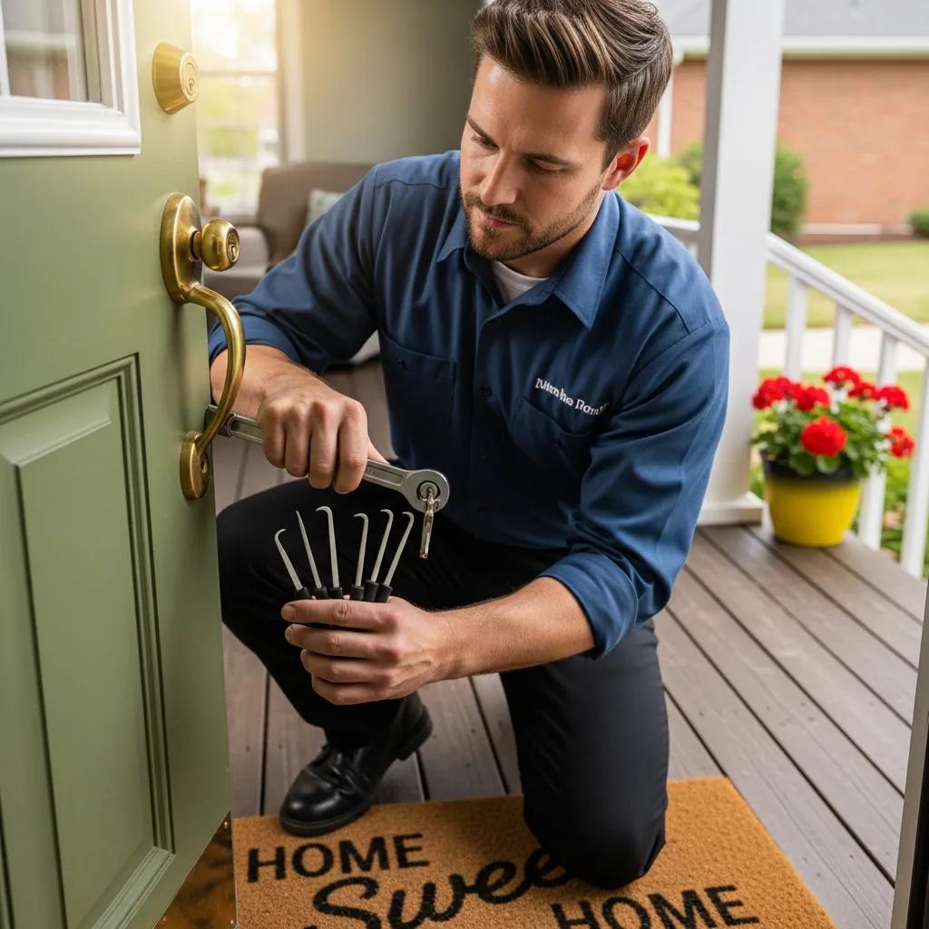 Professional locksmith unlocking a door, showcasing expertise in residential services