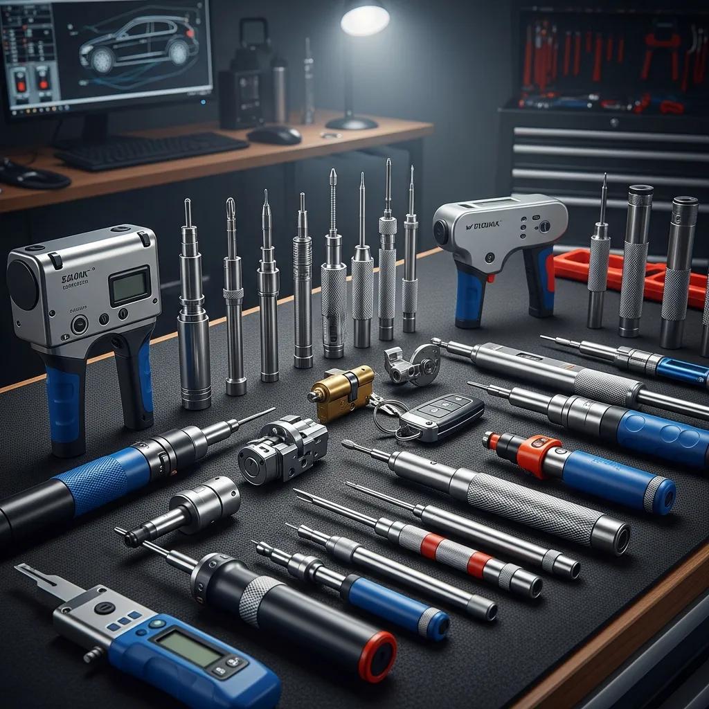 Locksmith tools used for safe, non-destructive car unlocking