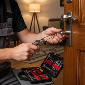 Professional locksmith unlocking a door, showcasing expertise in residential services
